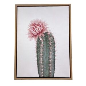 “Sylvie” Pink Cactus Flower Framed Canvas Art - Amy Peterson 18 in. x 24 in.